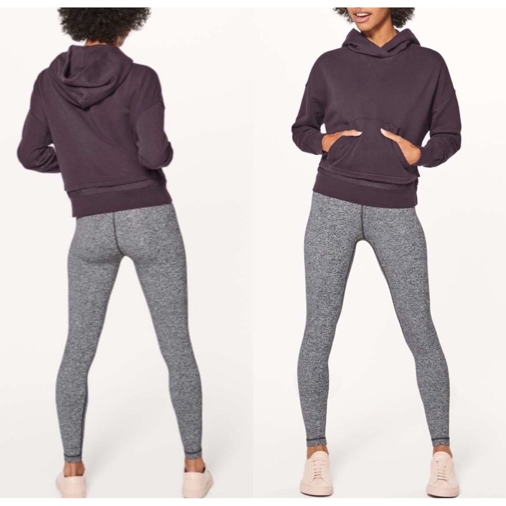 Lululemon Catch a Breath Hoodie Women 4 Black Cherry Excellent Mesh Hem Pullover
